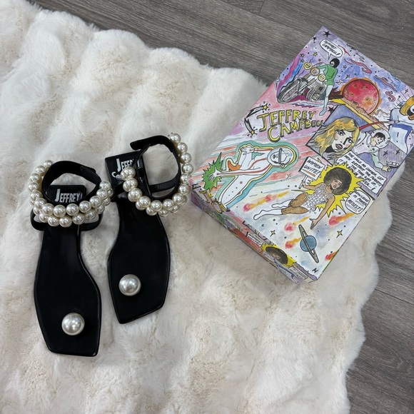 Jeffrey Campbell chateau Pearl embellished sandals in black - 7.5 - Picture 2 of 11